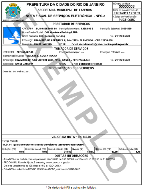 Nota Carioca Impressão