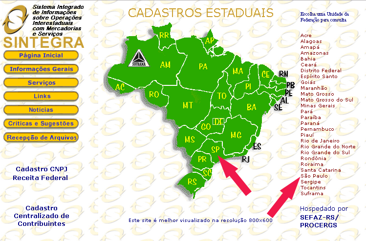Site consulta Sintegra