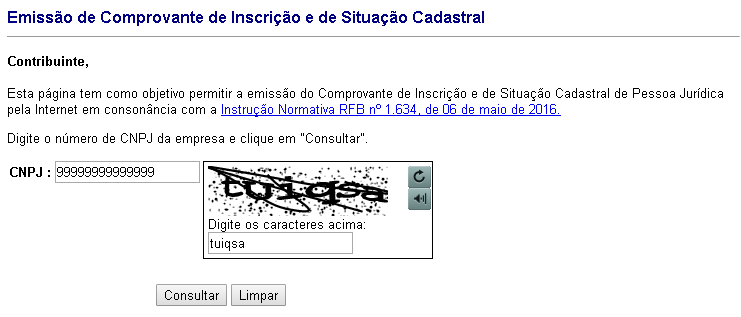 Consulta CNPJ Receita Federal
