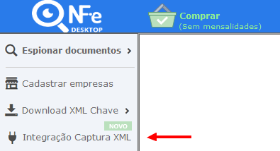 Menu Integração Captura XML