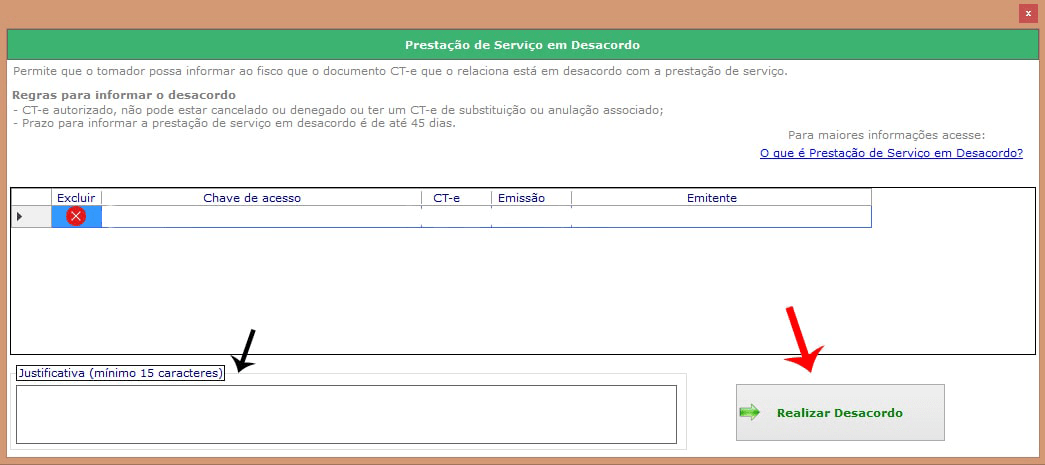 Realizar Recusa de CT-e